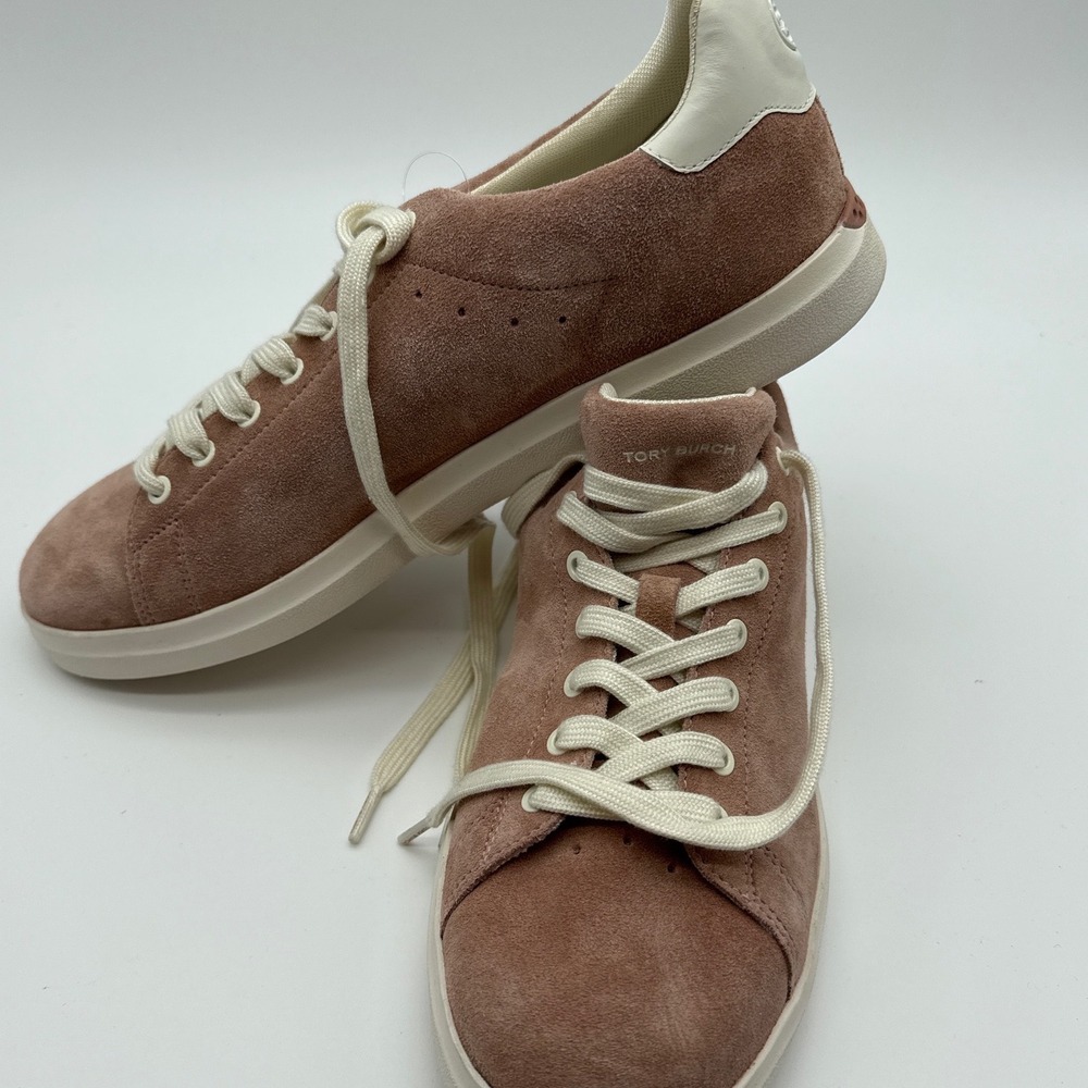 Tory Burch Howell Court Rose Pink Suede Sneakers Womens 11M 12849 Low Top Shoes